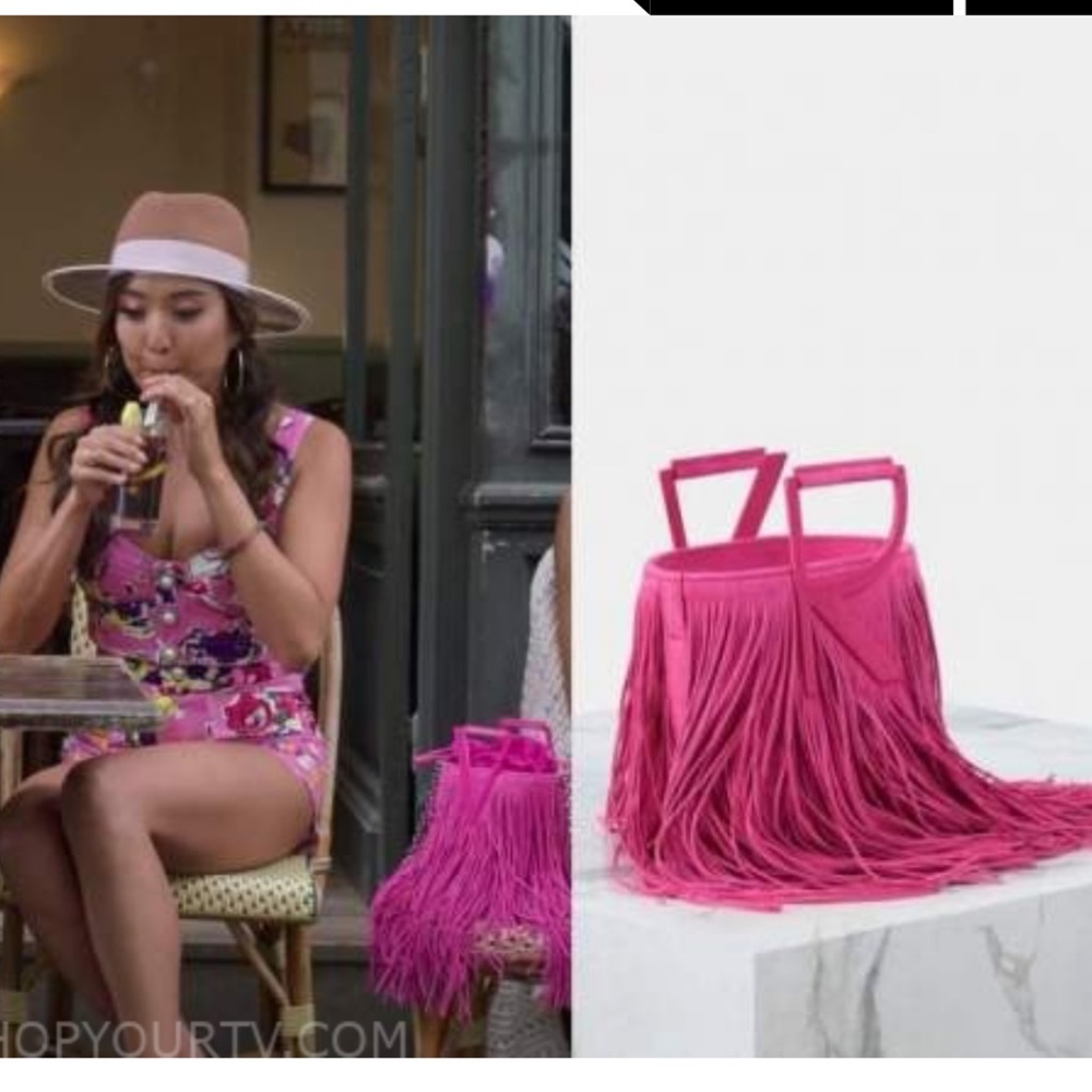 Roger Vivier RV Fringe Bag Mini in Pink. As Seen On Emily in Paris. Rare.